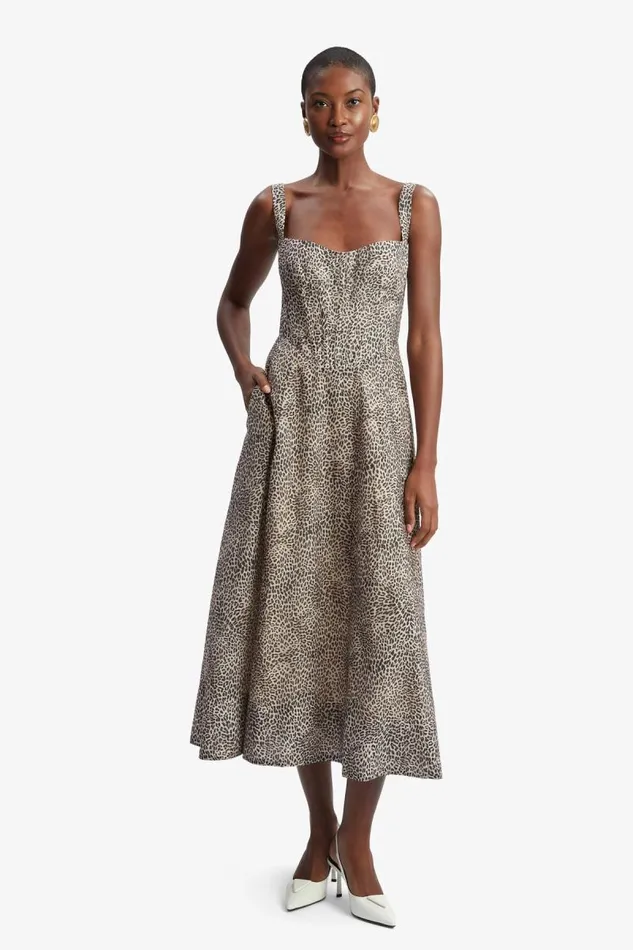 Women Day To Night Dresses Bardot Lilah Corset Midi Dress In Brown Leopard Brown Leopard Women Day To Night Dresses Bardot Lilah Corset Midi Dress In Brown Leopard Brown Leopard