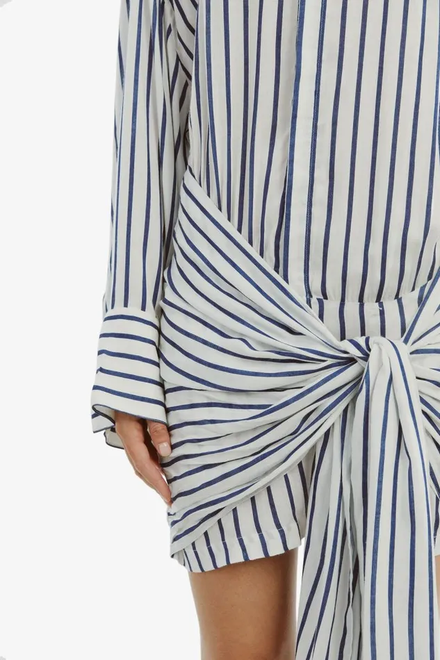 Women Day To Night Dresses Bardot Malira Shirt Dress In Navywhite Navywhite