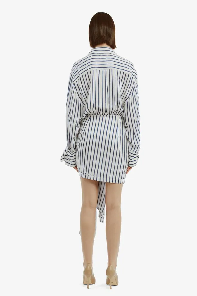 Women Day To Night Dresses Bardot Malira Shirt Dress In Navywhite Navywhite