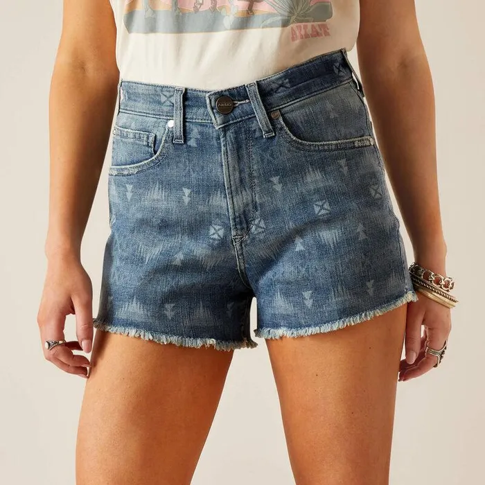Women Denim Ariat High Rise Southwest 3quot Short Southwest Laser Women Denim Ariat High Rise Southwest 3quot Short Southwest Laser