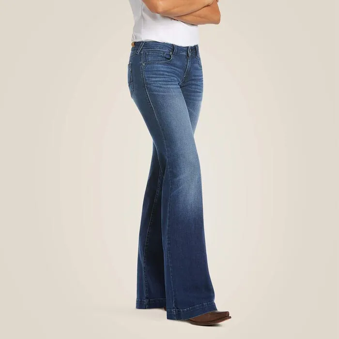 Women Denim Ariat Trouser Mid Rise Stretch Kelsea Wide Leg Jean Joanna