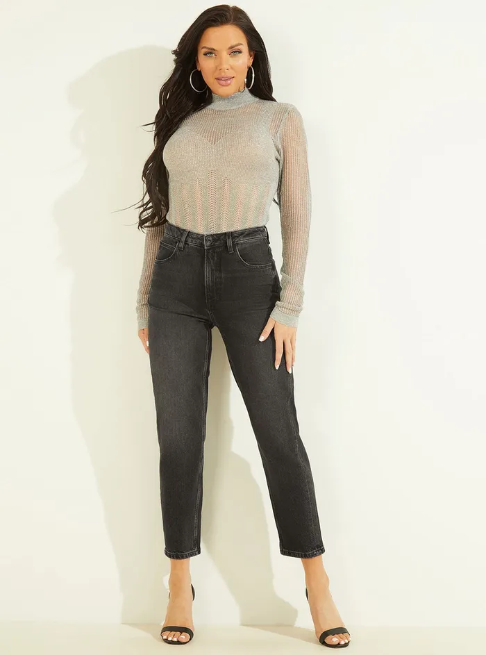 Women Denim GUESS Eco Highrise Mom Denim Jeans In Authentic Black Wash