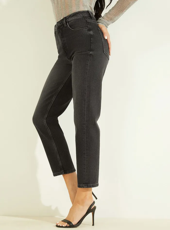 Women Denim GUESS Eco Highrise Mom Denim Jeans In Authentic Black Wash