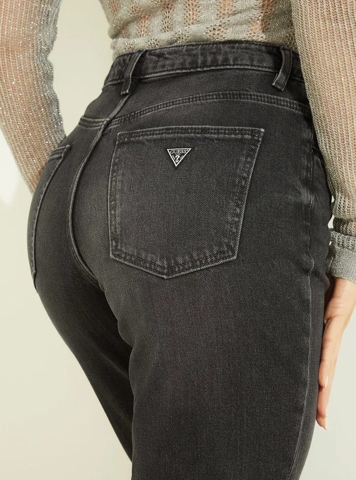 Women Denim GUESS Eco Highrise Mom Denim Jeans In Authentic Black Wash
