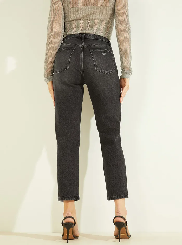 Women Denim GUESS Eco Highrise Mom Denim Jeans In Authentic Black Wash