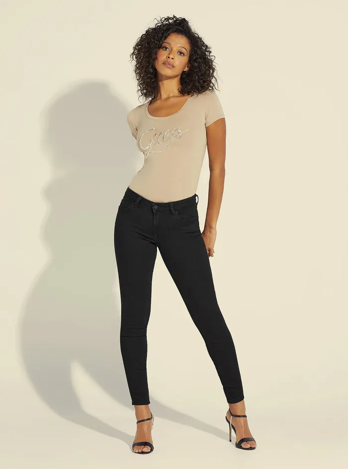 Women Denim GUESS Highrise 1981 Skinny Leg Denim Jeans In Carrie Black Wash