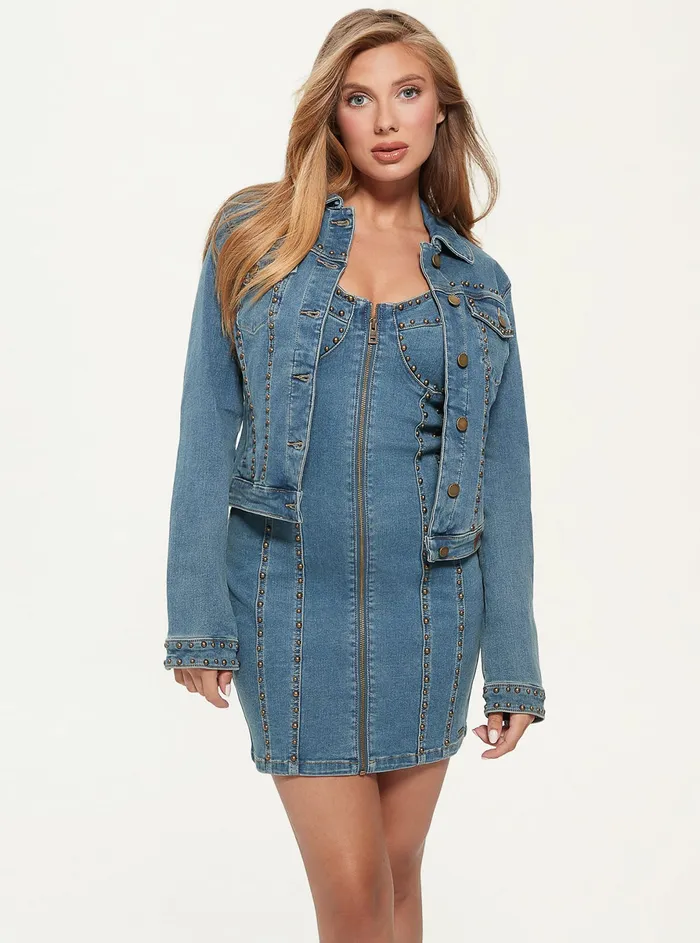 Women Denim GUESS Saddle Blue Sexy Denim Trucker Jacket