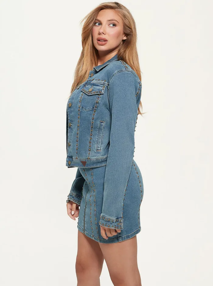 Women Denim GUESS Saddle Blue Sexy Denim Trucker Jacket Women Denim GUESS Saddle Blue Sexy Denim Trucker Jacket