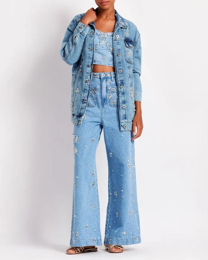 Women Denim PatBO HandBeaded Jeans FINAL SALE Denim