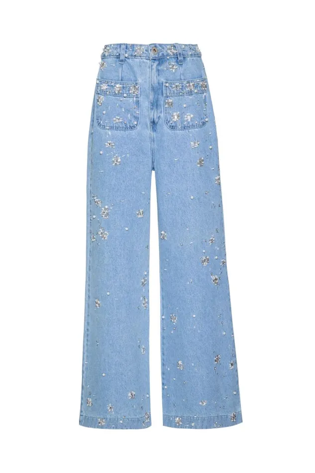 Women Denim PatBO HandBeaded Jeans FINAL SALE Denim