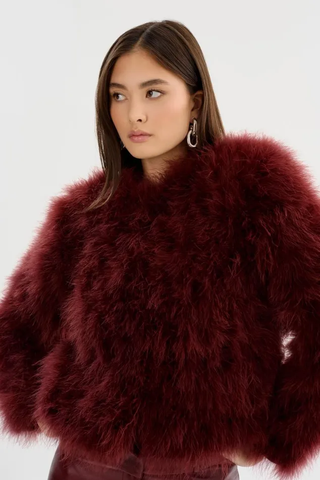 Women DEORA Feather Jacket Syrah LAMARQUE Feather Jackets