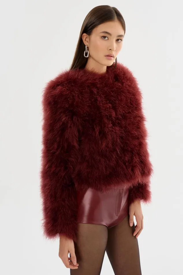 Women DEORA Feather Jacket Syrah LAMARQUE Feather Jackets