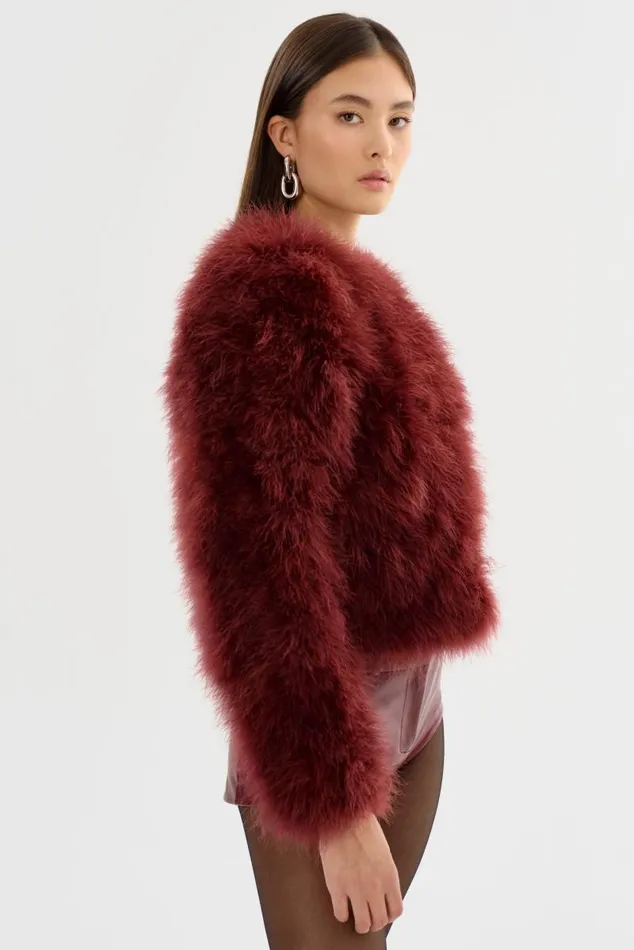 Women DEORA Feather Jacket Syrah LAMARQUE Feather Jackets