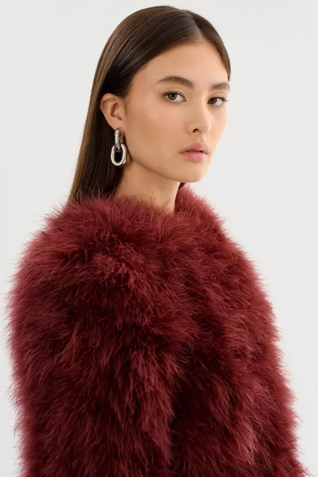 Women DEORA Feather Jacket Syrah LAMARQUE Feather Jackets