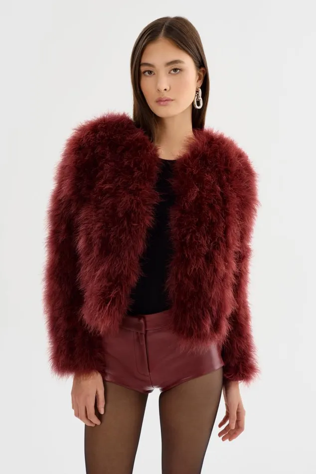 Women DEORA Feather Jacket Syrah LAMARQUE Feather Jackets