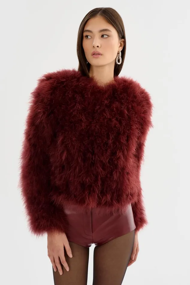 Women DEORA Feather Jacket Syrah LAMARQUE Feather Jackets