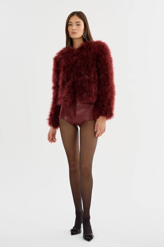Women DEORA Feather Jacket Syrah LAMARQUE Feather Jackets
