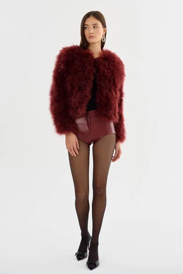 Women DEORA Feather Jacket Syrah LAMARQUE Feather Jackets