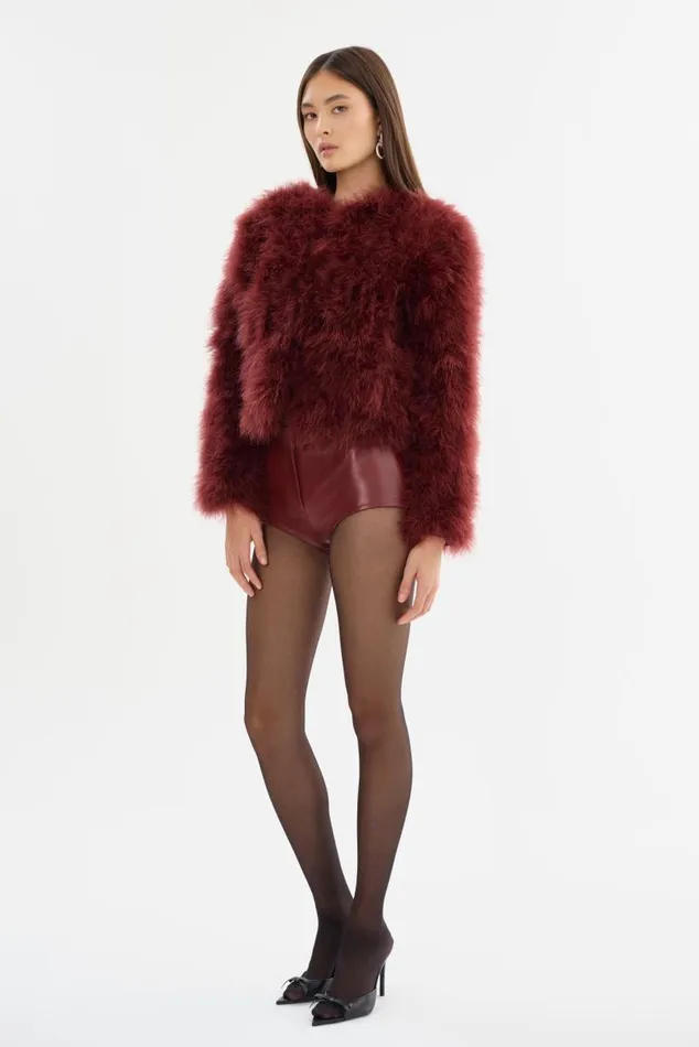 Women DEORA Feather Jacket Syrah LAMARQUE Feather Jackets