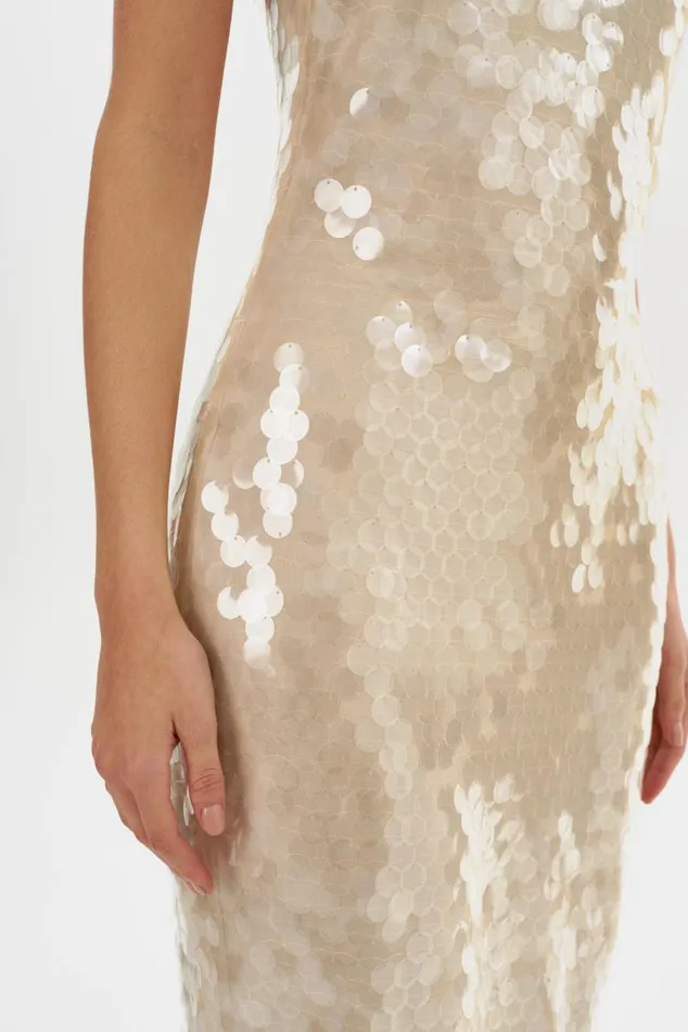 Women DERRICA Sequin Midi Dress Clear LAMARQUE Dresses