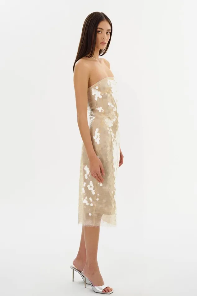 Women DERRICA Sequin Midi Dress Clear LAMARQUE Dresses