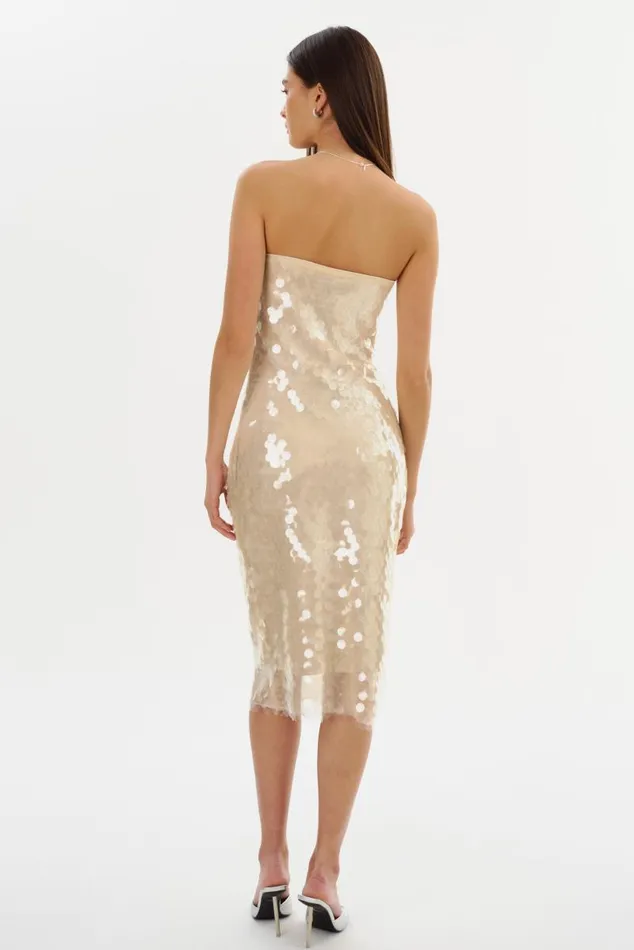 Women DERRICA Sequin Midi Dress Clear LAMARQUE Dresses
