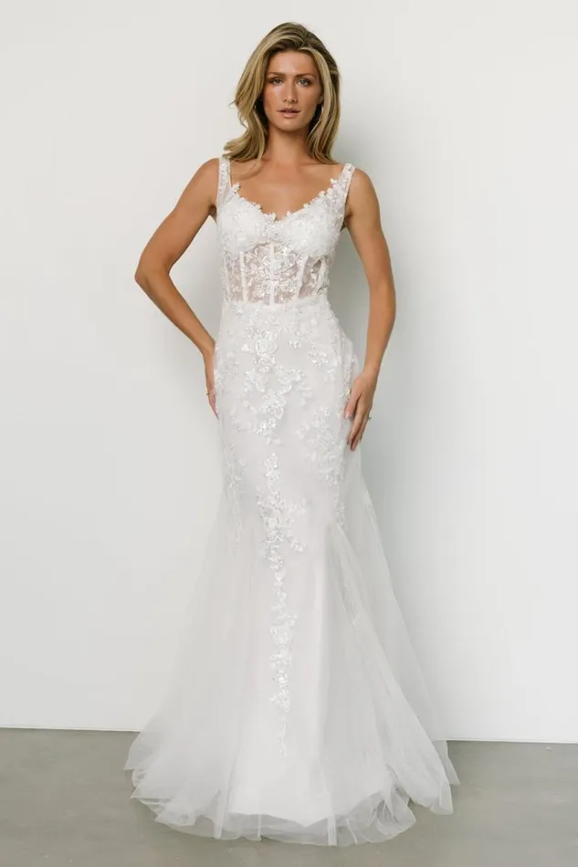 Women Devotion Bridal Gown White Baltic Born Embellished and Sequined