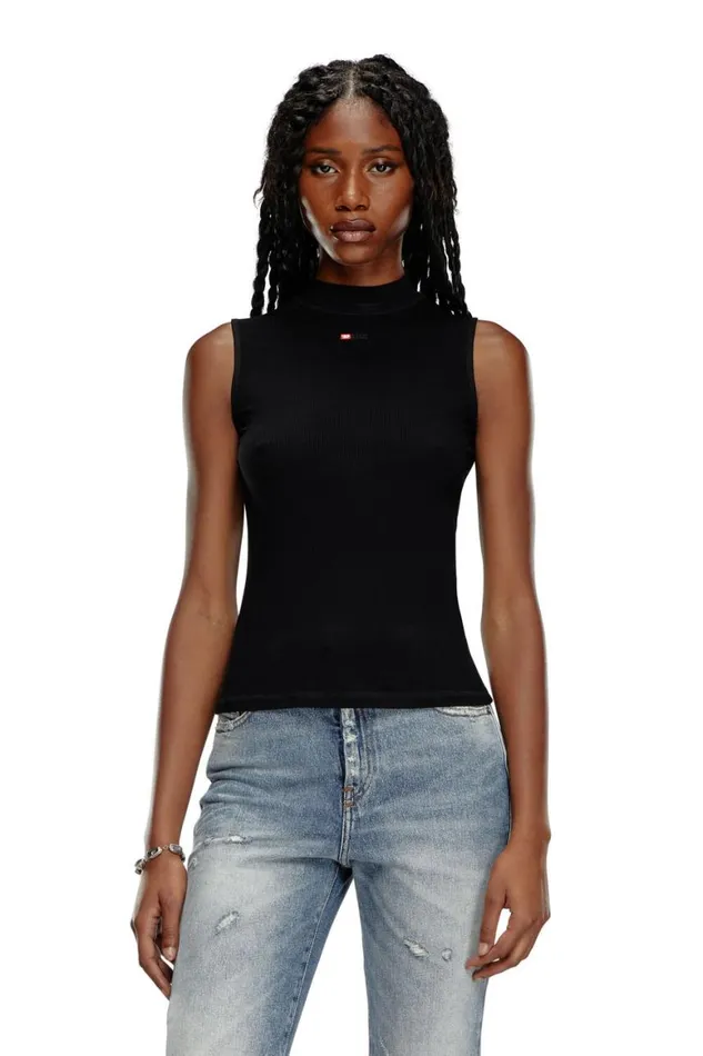 Women Diesel TShirts and Tops TMOKKYSLMICRODIV Black Women Diesel TShirts and Tops TMOKKYSLMICRODIV Black