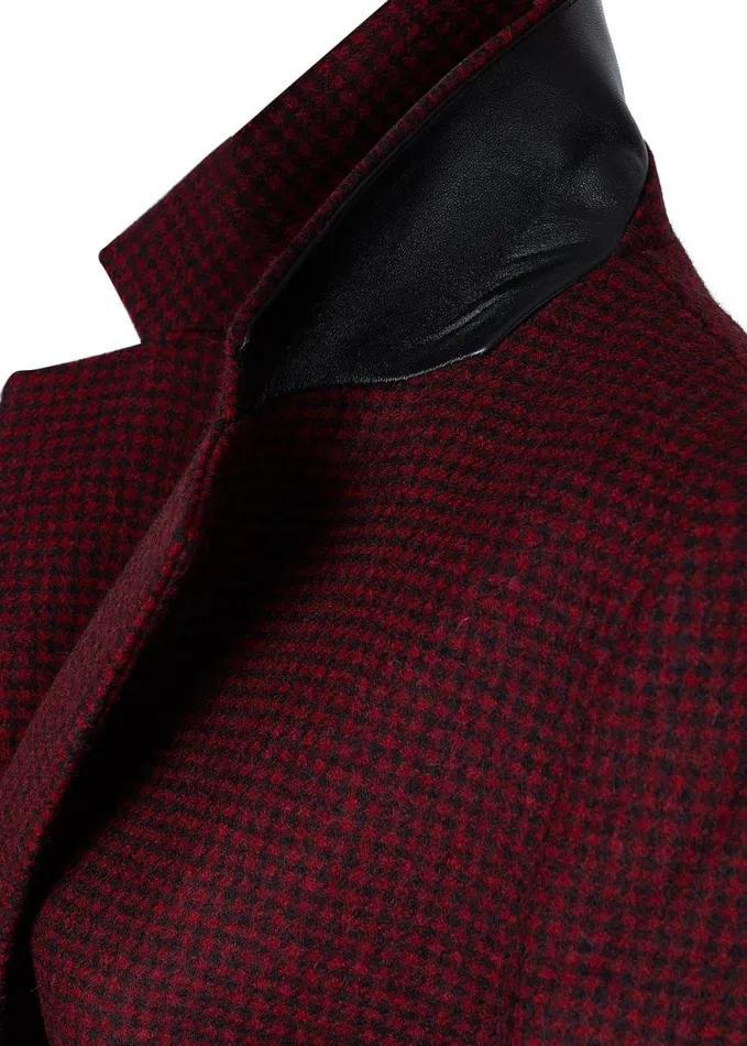 Women Double Breasted Blazer Deep Red Houndstooth Holland Cooper Tailoring