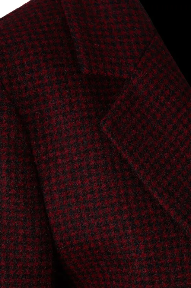 Women Double Breasted Blazer Deep Red Houndstooth Holland Cooper Tailoring