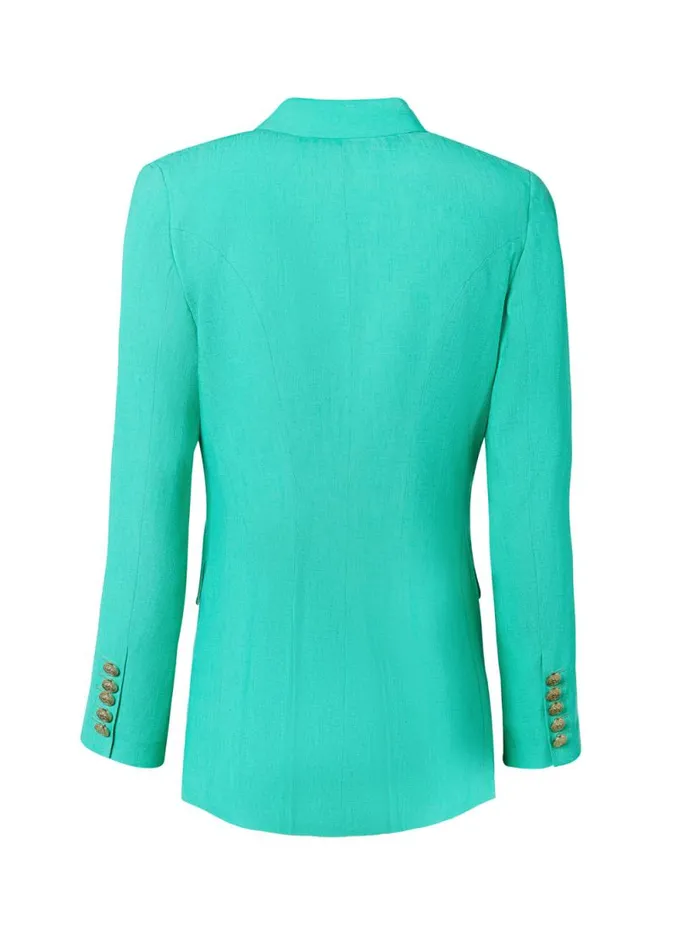 Women Double Breasted Blazer Jade Linen Holland Cooper Tailoring