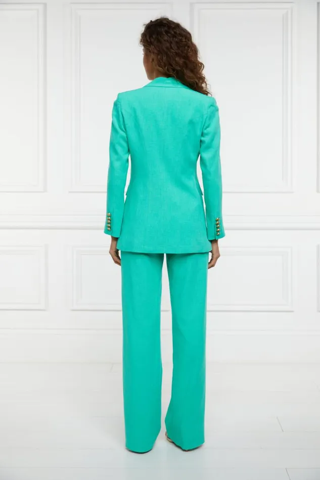 Women Double Breasted Blazer Jade Linen Holland Cooper Tailoring
