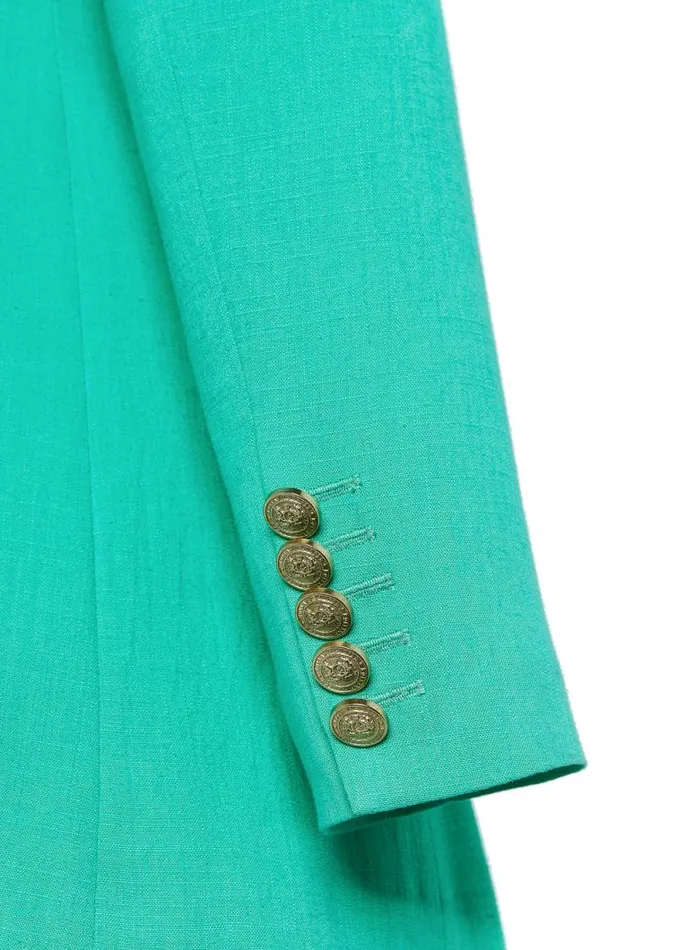 Women Double Breasted Blazer Jade Linen Holland Cooper Tailoring