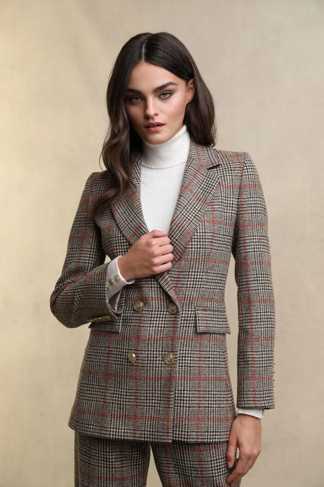 Women Double Breasted Blazer Orange Windsor Holland Cooper Tailoring