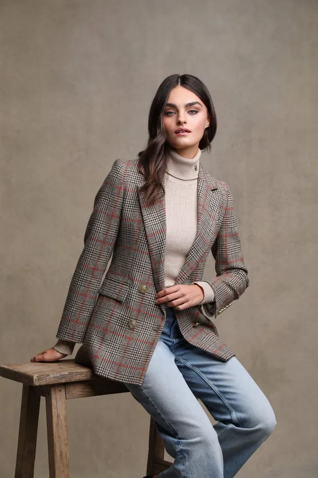 Women Double Breasted Blazer Orange Windsor Holland Cooper Tailoring