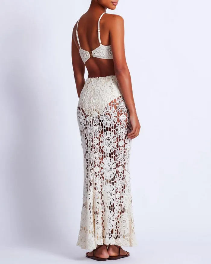 Women Dresses and Jumpsuits PatBO Embroidered Crochet Halterneck Dress Wheat