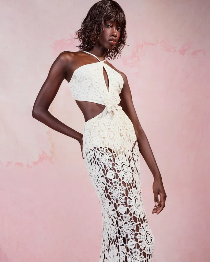 Women Dresses and Jumpsuits PatBO Embroidered Crochet Halterneck Dress Wheat