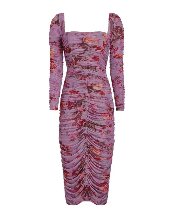 Women Dresses and Jumpsuits PatBO Floral Haze Stretch Tulle Midi Dress Violet