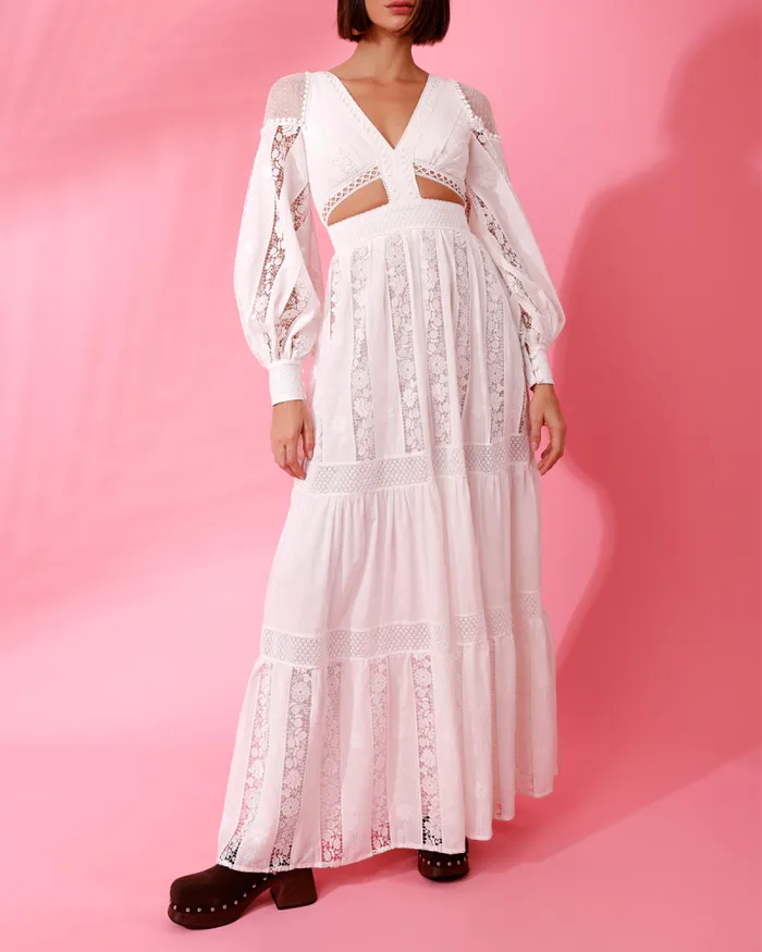 Women Dresses and Jumpsuits PatBO Long Cut Out Dress FINAL SALE Off White
