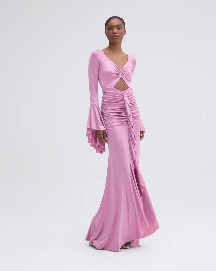 Women Dresses and Jumpsuits PatBO Metallic Jersey Ruched Maxi Dress FINAL SALE Lilac