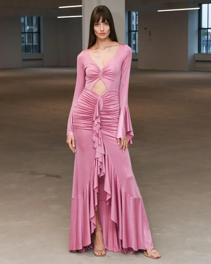 Women Dresses and Jumpsuits PatBO Metallic Jersey Ruched Maxi Dress FINAL SALE Lilac