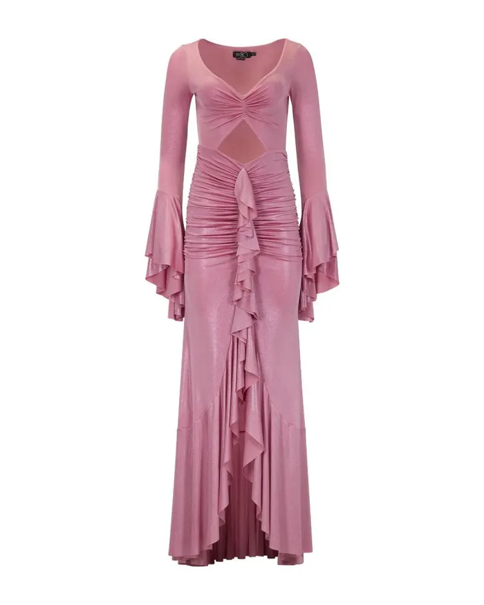 Women Dresses and Jumpsuits PatBO Metallic Jersey Ruched Maxi Dress FINAL SALE Lilac