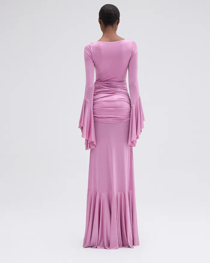 Women Dresses and Jumpsuits PatBO Metallic Jersey Ruched Maxi Dress FINAL SALE Lilac