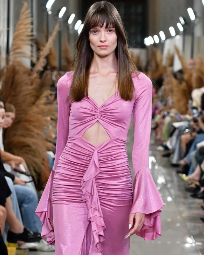 Women Dresses and Jumpsuits PatBO Metallic Jersey Ruched Maxi Dress FINAL SALE Lilac