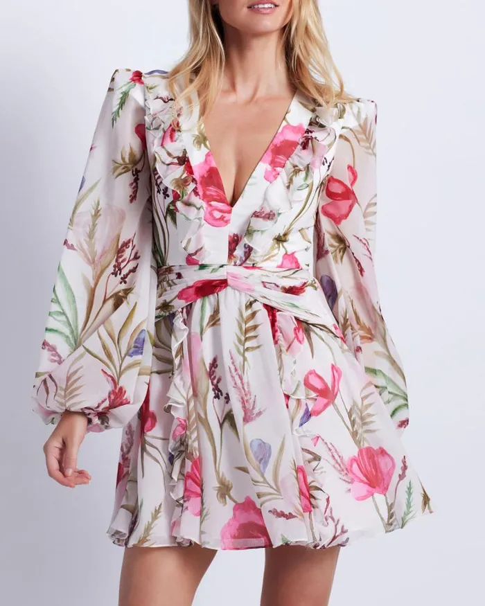 Women Dresses and Jumpsuits PatBO Viera VNeck Mini Dress FINAL SALE White