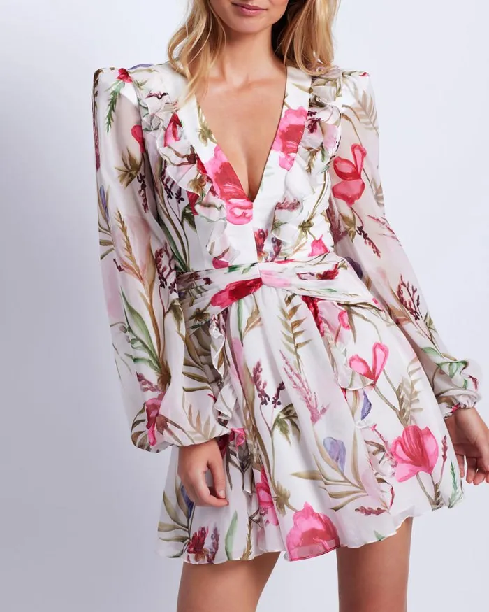 Women Dresses and Jumpsuits PatBO Viera VNeck Mini Dress FINAL SALE White
