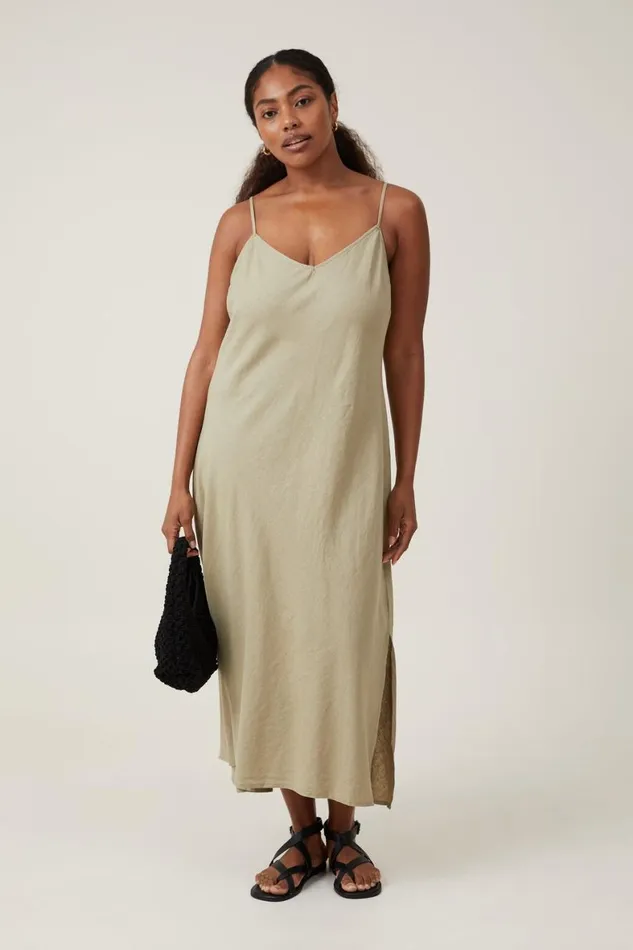 Women Dresses Cotton On Haven Slip Midi Dress Desert Sage