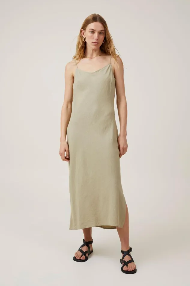 Women Dresses Cotton On Haven Slip Midi Dress Desert Sage