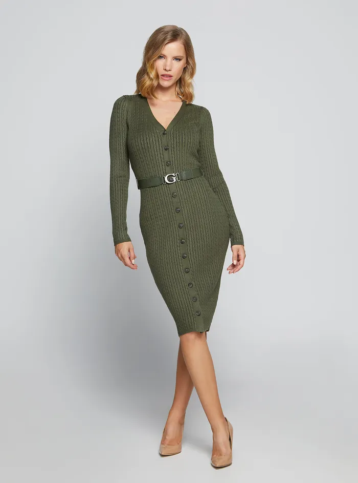 Women Dresses GUESS Eco Forest Lena Cardigan Midi Dress Women Dresses GUESS Eco Forest Lena Cardigan Midi Dress