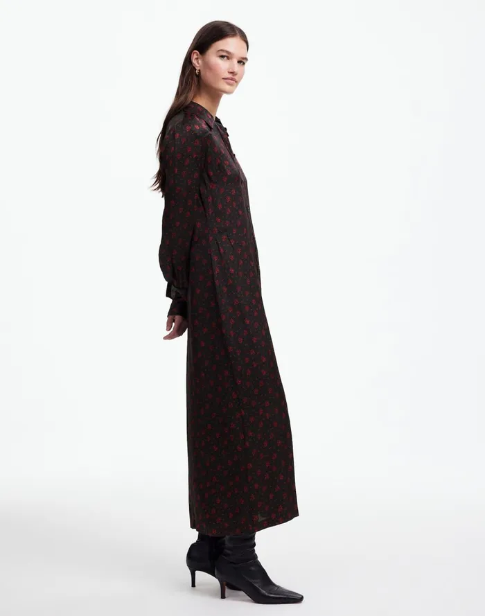 Women Dresses Madewell ButtonFront Midi Shirtdress In Floral Bright Cherry